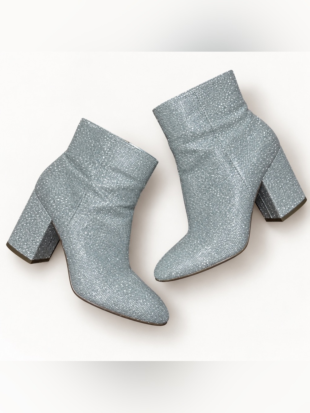 Madden Girl Silver Glitter Ankle Boots Size 9.5 – Block Heel